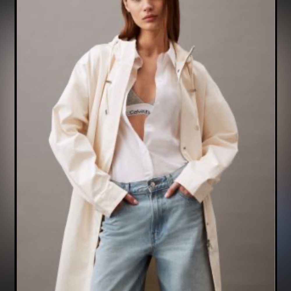 NWT $189 Calvin‎ Klein Women’s Cotton Sateen Long Anorak Parka jacket Coat XL
